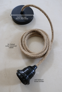 Ceiling Pendant Kit E27 - Jute covered electrical cable (Black)